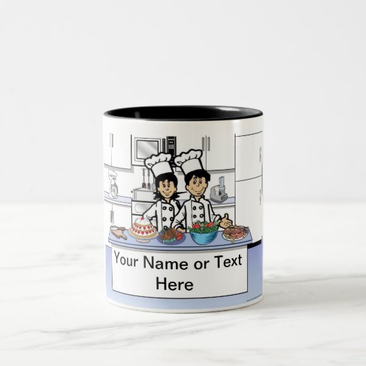 シェフパーソナライズされたカップル漫画 ツートーンマグカップ (中央)