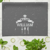 シェフパーソナライズされたググレーキッチンタオル キッチンタオル (折り畳み)