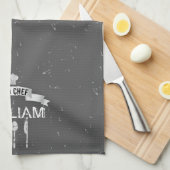 シェフパーソナライズされたググレーキッチンタオル キッチンタオル (四つ折り)