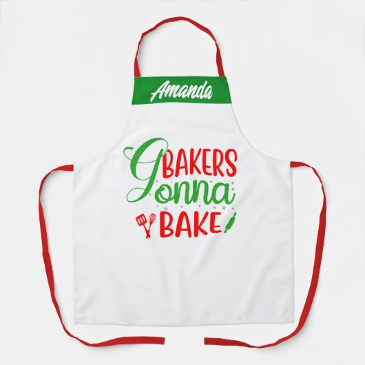 シェフパーソナライズされたネームのエプロン、ベーカースが焼く エプロン (正面)