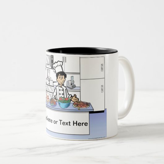 シェフパーソナライズされた調理師 – 男性マンガ ツートーンマグカップ (正面右)