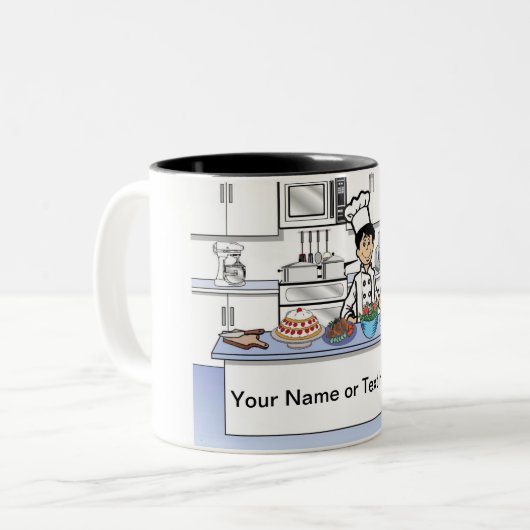 シェフパーソナライズされた調理師 – 男性マンガ ツートーンマグカップ (正面左)