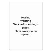 シェフピザのフラッシュカー読ドを投げる動詞 テーブルナンバー (裏面)