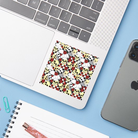 シェフファンキースカルがシェフの帽子をかぶる シール (ノートパソコンとiPhone)