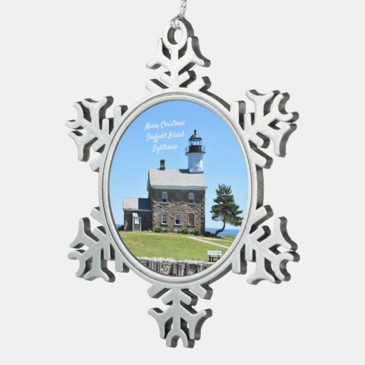 シェフフィールドアイランドライトハウスオーナメント スノーフレークピューターオーナメント (右)