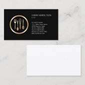 シェフフェイク金ゴールド料理器具の名刺 名刺 (正面/裏面)