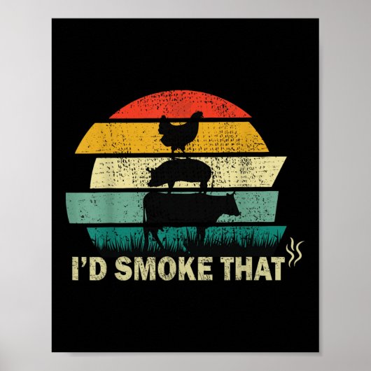 シェフブッチャー調理師Bbq Id煙その牛おもしろい牛 ポスター (正面)