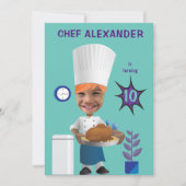 シェフヘッドインホール🎉おもしろい調理師誕生日 招待状 (正面)