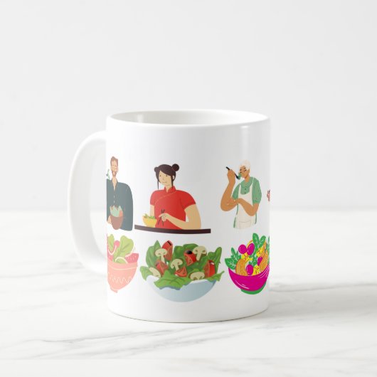 シェフヘルシー料理ショーデザイン コーヒーマグカップ (正面左)