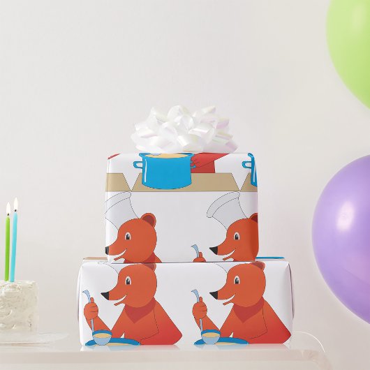 シェフベア料理スープおもしろいアニマルキッチン ラッピングペーパー