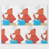 シェフベア料理スープおもしろいアニマルキッチン ラッピングペーパー (フラット)