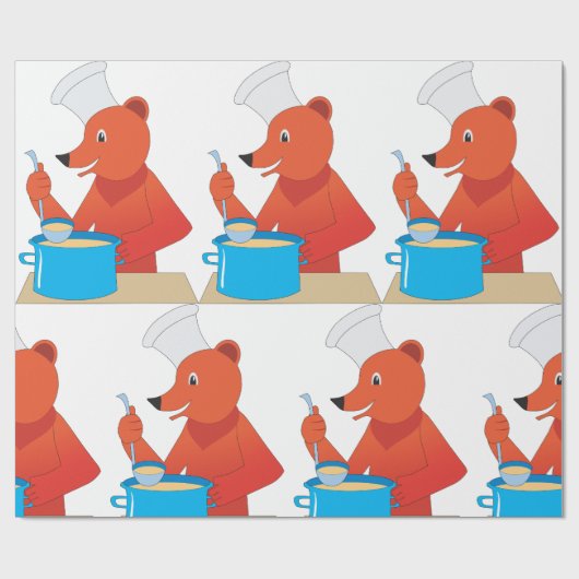 シェフベア料理スープおもしろいアニマルキッチン ラッピングペーパー (フラット)