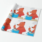 シェフベア料理スープおもしろいアニマルキッチン ラッピングペーパー (アンロールド)