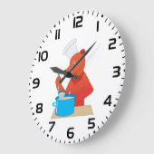 シェフベア料理スープおもしろいアニマルキッチン ラージ壁時計 (傾斜)