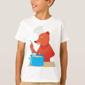 シェフベア料理スープおもしろいアニマルキッチン Tシャツ (正面)