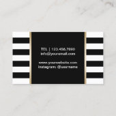 シェフベーカリーケータリングモダンブラック&ホワイトストライプズ 名刺 (裏面)