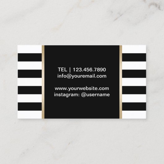 シェフベーカリーケータリングモダンブラック&ホワイトストライプズ 名刺 (裏面)