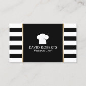 シェフベーカリーケータリングモダンブラック&ホワイトストライプズ 名刺 (正面)