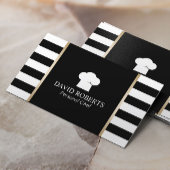 シェフベーカリーケータリングモダンブラック&ホワイトストライプズ 名刺