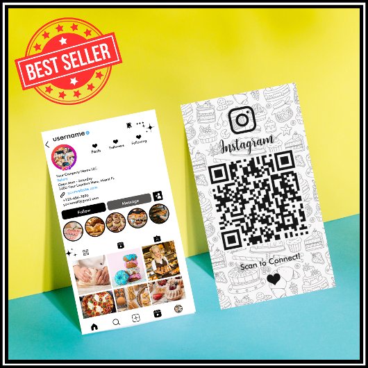 シェフベーカリーInstagramホワイトペストリーケータリングQRコード 名刺