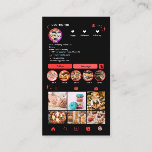 シェフベーカリーInstagram赤パストリーケータQR 名刺 (正面)