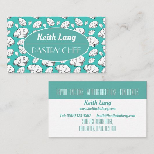 シェフベーカーまたはパティシシェフプロフェッショナル 名刺 (正面/裏面)