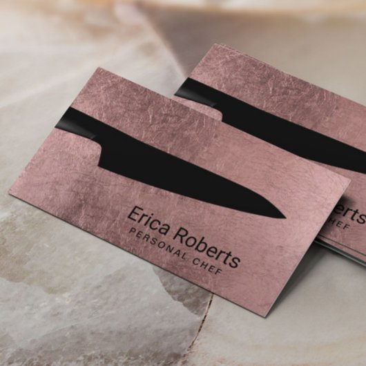 シェフモダンバラ金ゴールドブラックナイフケータリング 名刺