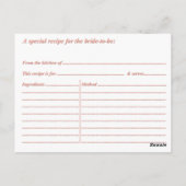 シェフモダンロンブライダルシャワーレシピカード ポストカード (裏面)