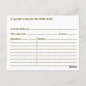 シェフモダンロンブライダルシャワーレシピカード ポストカード (裏面)