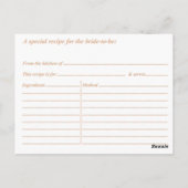 シェフモダンロンブライダルシャワーレシピカード ポストカード (裏面)