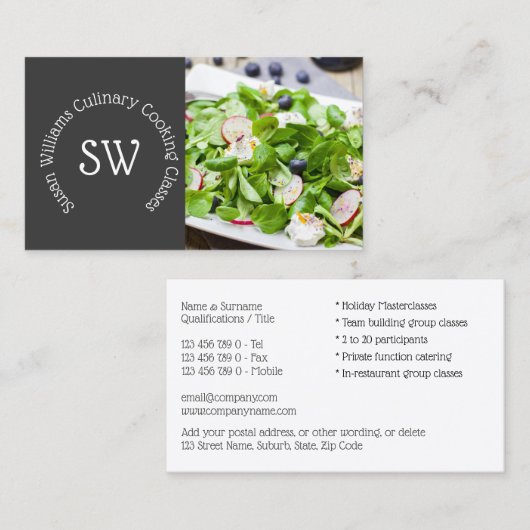 シェフモダン写真|新鮮で健康的なサラダグルメ 名刺 (正面/裏面)
