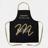 シェフモノグラムブラック金ゴールドモダンタイポグラフィ名 エプロン (正面)