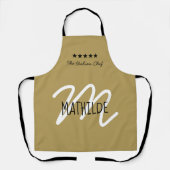 シェフモノグラム金ゴールドブラックモダンタイポグラフィ名 エプロン (正面)
