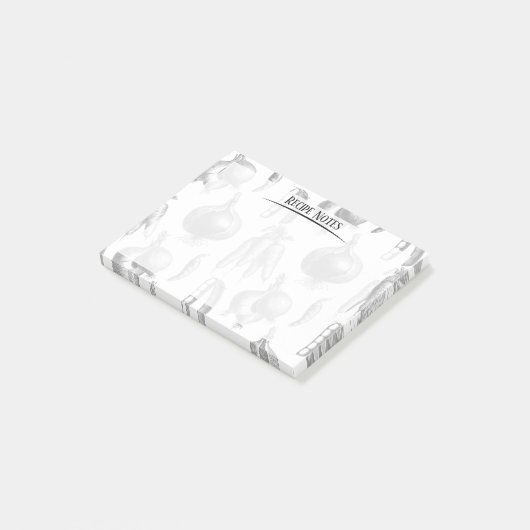 シェフレシピノート野菜模様キッチン ポストイット (アングル)