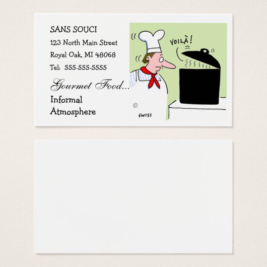 シェフレストランケータリングユーモアのある名刺 (正面&裏面)