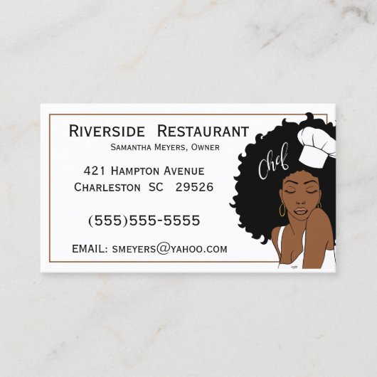シェフレディーアフリシアンアメリカン女性ビジネスカード 名刺 (正面)