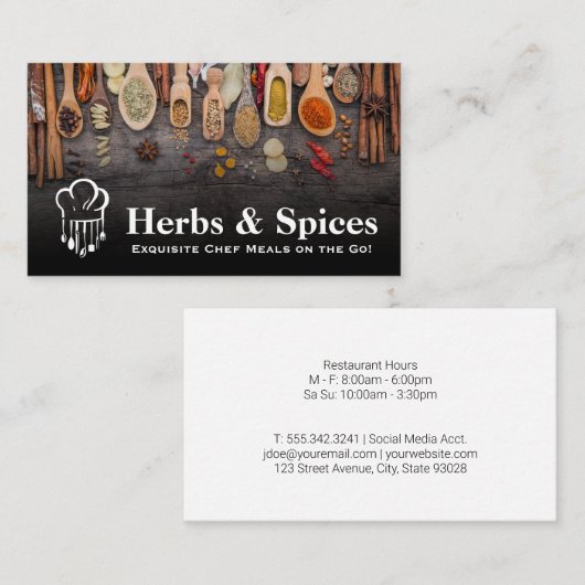 シェフロゴ |スプーンのハーブとスパイス 名刺 (正面/裏面)