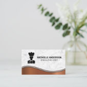 シェフロゴ | 大理石メタリック背景 名刺 (スタンド正面)