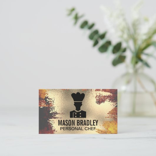 シェフロゴ | 金箔 名刺 (スタンド正面)