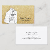 シェフワインソムリエモダン金ゴールドグリッター 名刺 (正面/裏面)