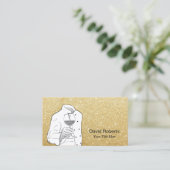 シェフワインソムリエモダン金ゴールドグリッター 名刺 (スタンド正面)