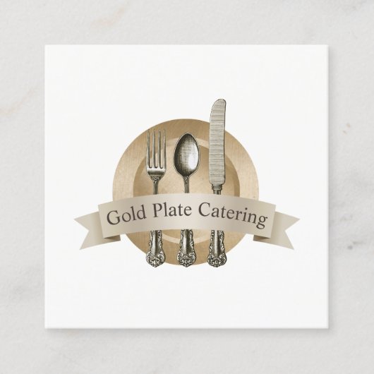 シェフヴィンテージシルバーウェアロゴイベントケータリング スクエア名刺 (正面)
