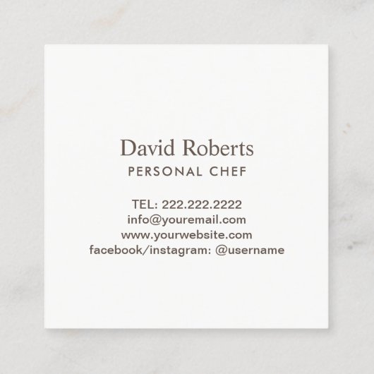 シェフヴィンテージシルバーウェアロゴイベントケータリング スクエア名刺 (裏面)