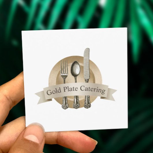 シェフヴィンテージシルバーウェアロゴイベントケータリング スクエア名刺