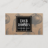 シェフヴィンテージ野菜イラストレーション素朴クラフト 名刺 (正面)