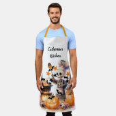 シェフ不気味ハロウィパーソナライズされたン エプロン (着用した状態)