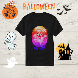 シェフ不気味幽霊アイスクリームおもしろいハロウィンメンズ Tシャツ