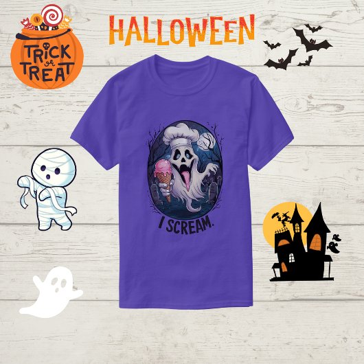 シェフ不気味幽霊アイスクリームおもしろいハロウィンメンズ Tシャツ