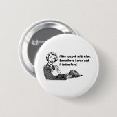 シェフ及び調理師のユーモア-ワインとの料理 缶バッジ (正面&裏面)