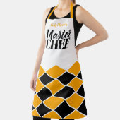 シェフ名パーソナライズされた黒オレンジ市松模様に色 エプロン (インサイチュ)